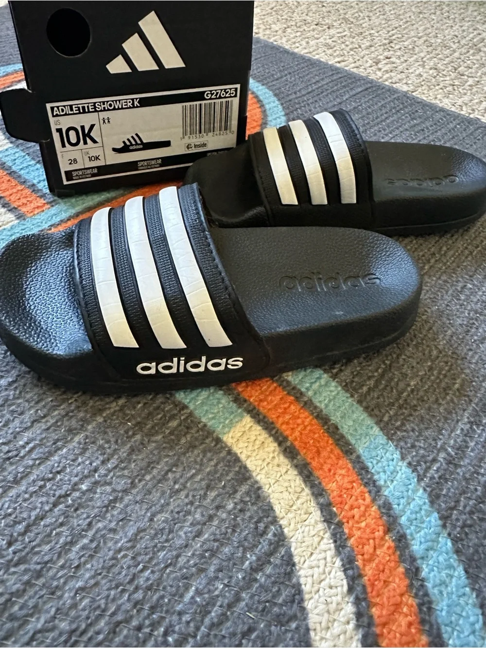 Kids Adidas Black Slides- Kids size 10K